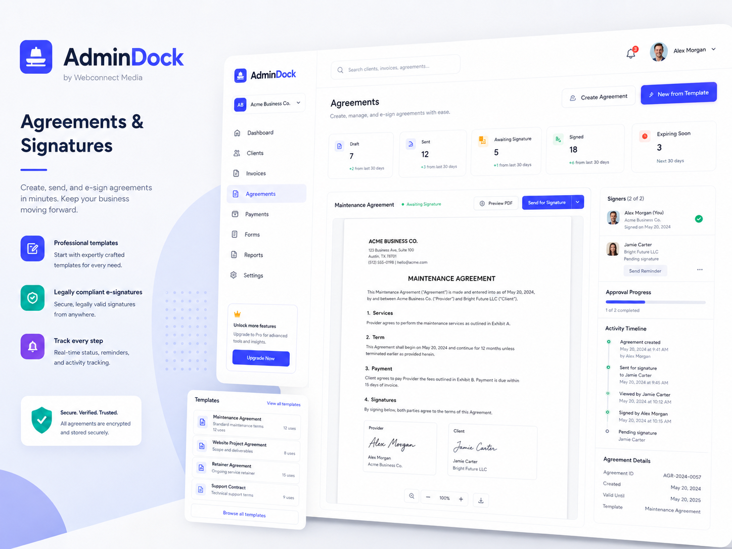 AdminDock agreements and signatures