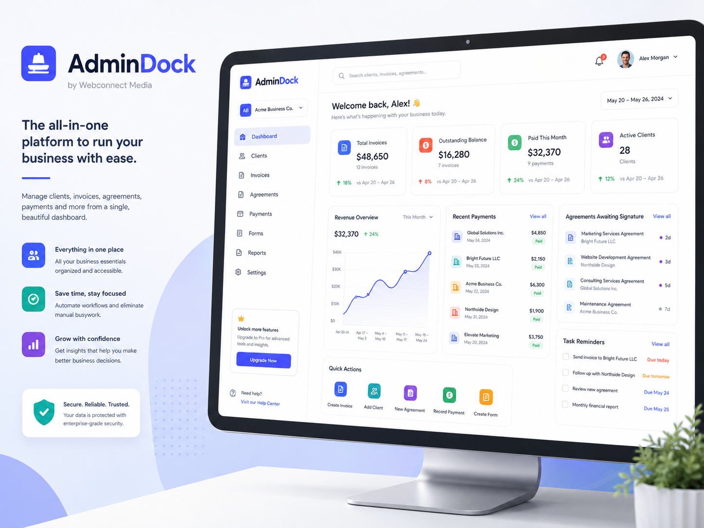 AdminDock dashboard